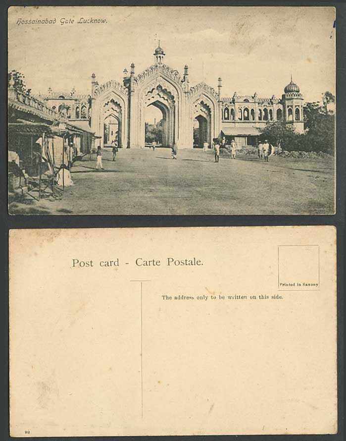 India Old Postcard Hoosainabad Hossainabad Gate Lucknow Street Scene Gates No.90
