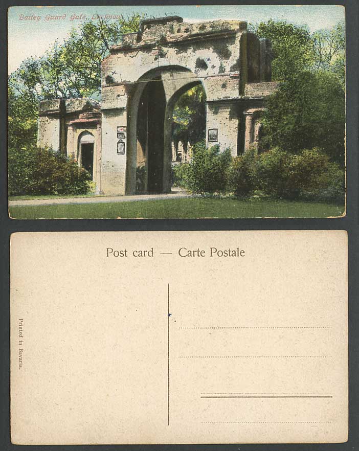 India Old Colour Postcard Bailey Bailee Guard Gate, Lucknow, Printed in Bavaria