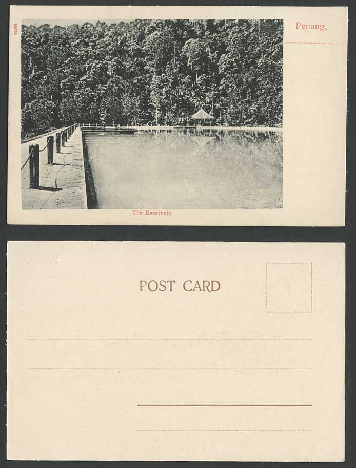 Penang Old Postcard The Reservoir Lake Gazebo Pavilion Malay Straits Settlements