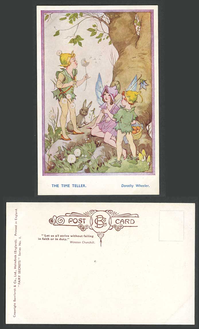Dorothy Wheeler Old Postcard The Time Teller Fairy Secrets Fairies Rabbit Flower