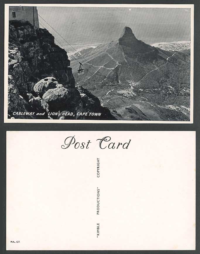 South Africa Old Postcard Cape Town Cableway Station and Lion's Head, Cable-Car