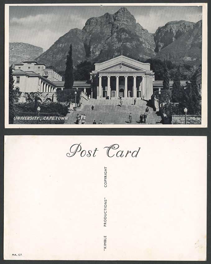 South Africa Old Postcard Cape Town, University, Mountains School Steps Capetown