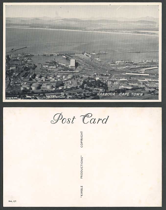 South Africa Old Postcard Cape Town Harbour Bird's Eye View Panorama Pier Jetty