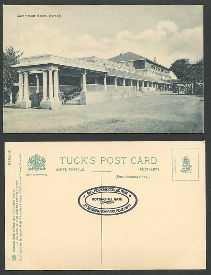 Pakistan Old Postcard Karachi Government House India Tuck's Art Collotype Series