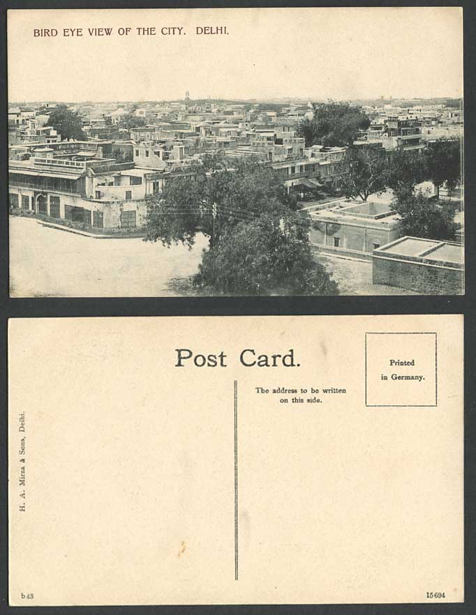 India Old Postcard Bird's Eye View of The City of Delhi Panorama General View 43
