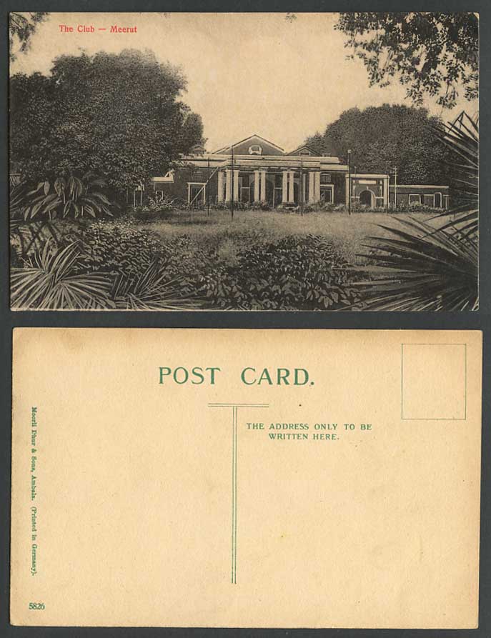 India Old Postcard The Wheeler Weeler Club Building Meerut Meerutt Moorli N.5826
