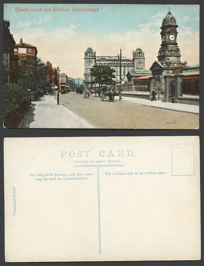 Scarborough Old Postcard Westborough and Train Railway Station TRAM Street Scene