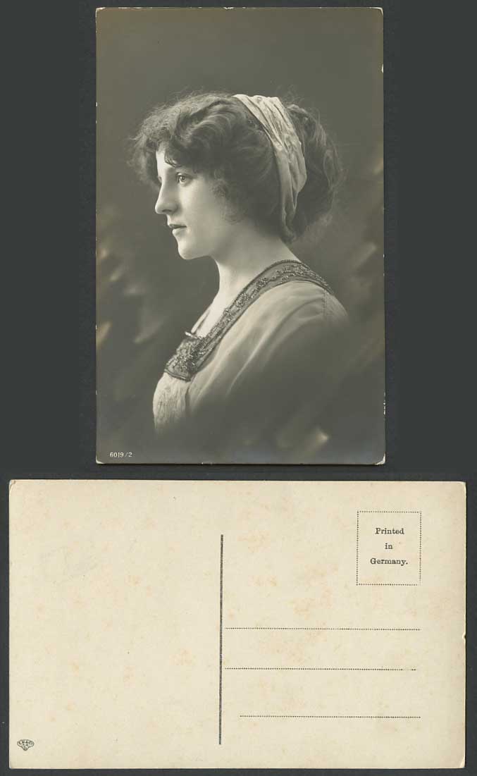 A Glamour Lady Glamorous Young Woman Old Real Photo Postcard Headdress E.R. & Co