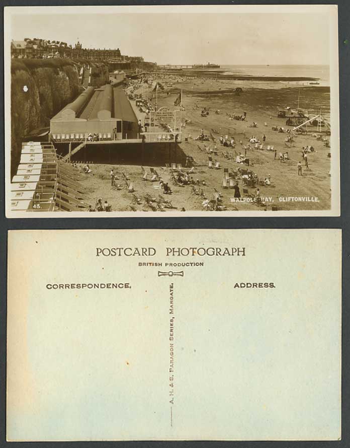 Walpole Bay Kent Beach Office - Sea Bathing Pavilion Tents Bungalow Old Postcard