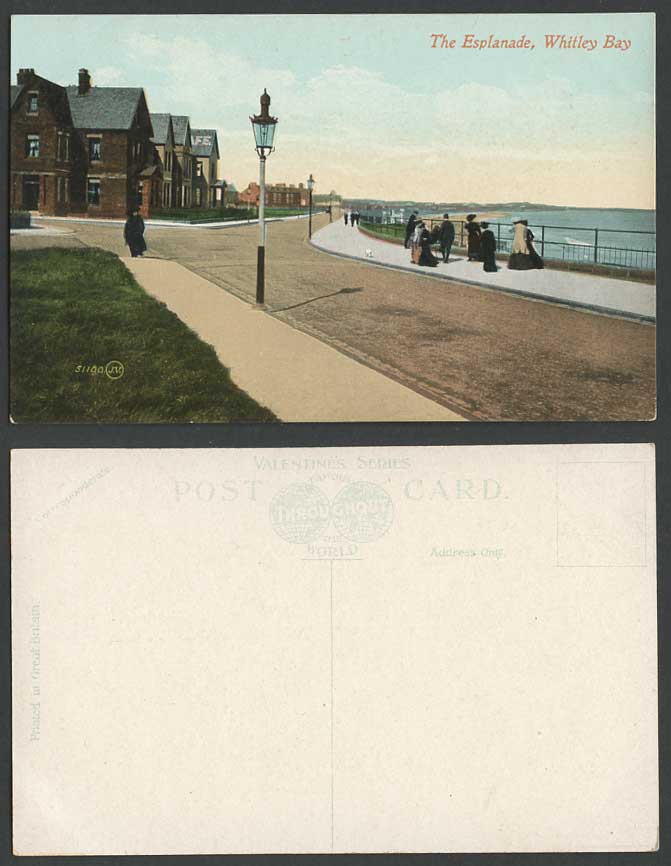 Whitley Bay The Esplanade Street Scene Northumberland Cafe Panorama Old Postcard