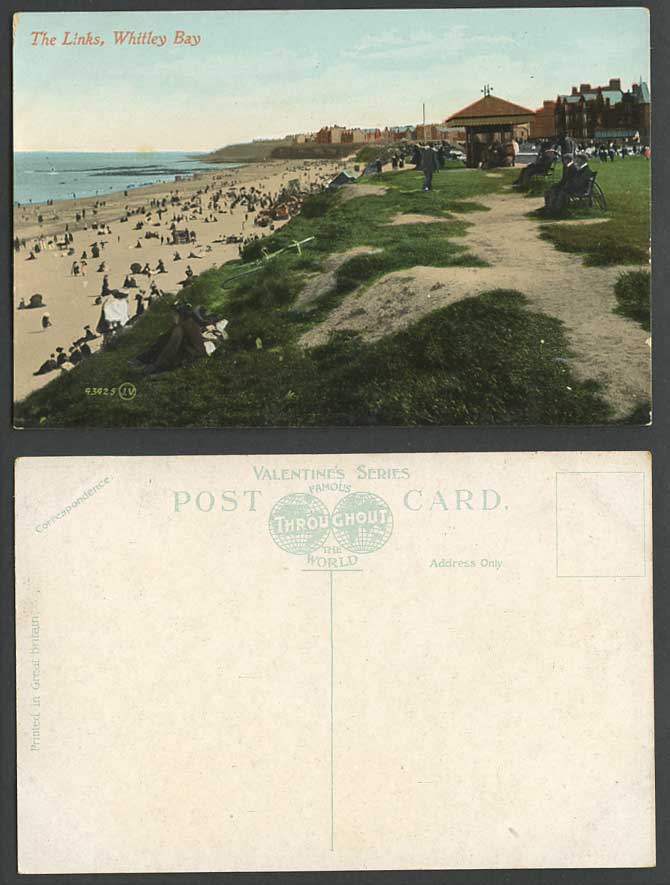 Whitley Bay, THE LINKS, Northumberland Bicycle Beach Sands Panorama Old Postcard
