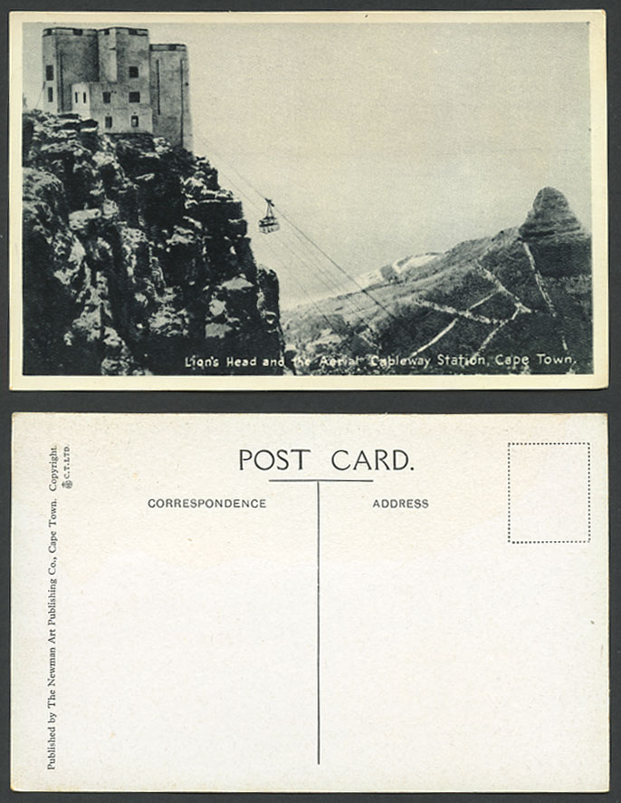 South Africa Old Postcard Lion's Head Aerial Cableway Station Cape Town Cablecar