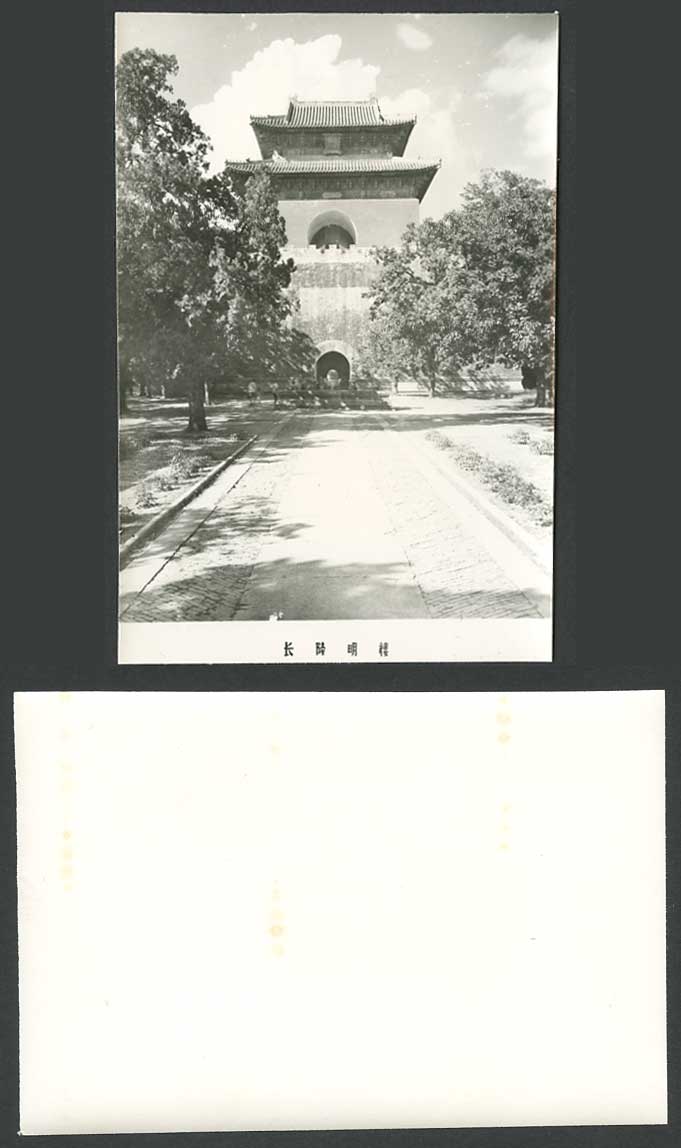 China c.1950 Old Real Photo Card Ming 13 Tombs Ming-Lo Tower Mausoleums Beijing
