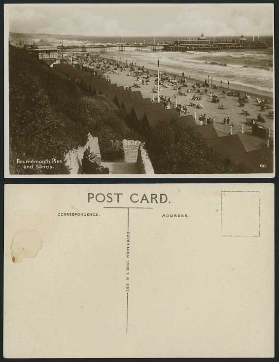 Dorset Old Postcard BOURNEMOUTH Pier & Sands Panorama