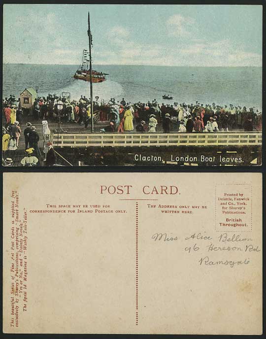 CLACTON - London Boat Leaves - Boats Essex Old Postcard