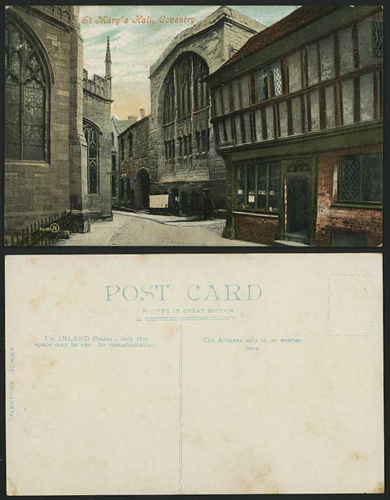 Coventry Old Postcard - ST. MARY'S HALL & Street Scene