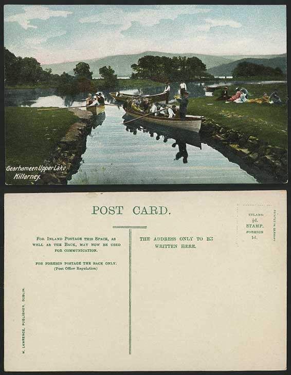 Killarney - Gearhameen Upper Lake & Boats Old Postcard