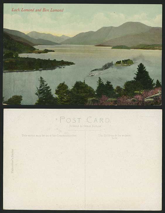 LOCH LOMOND & BEN LOMOND Scotland Steamer Old Postcard