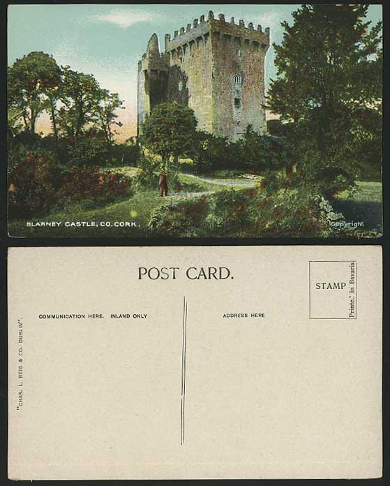 Ireland Co Cork Old Postcard BLARNEY CASTLE Tower & Man