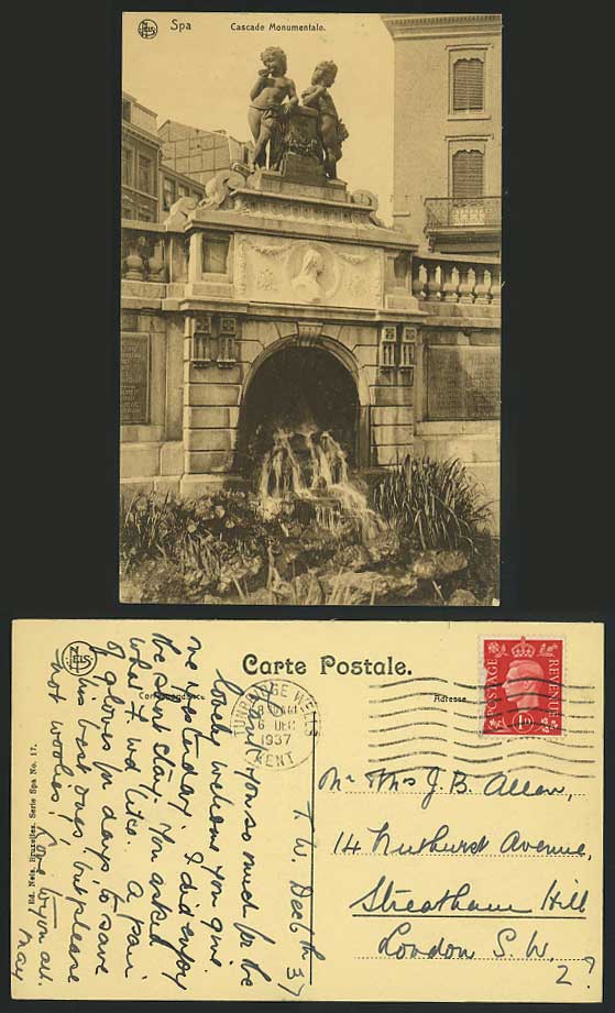 Belgium Old Postcard SPA Cascade Monumentale Waterfalls