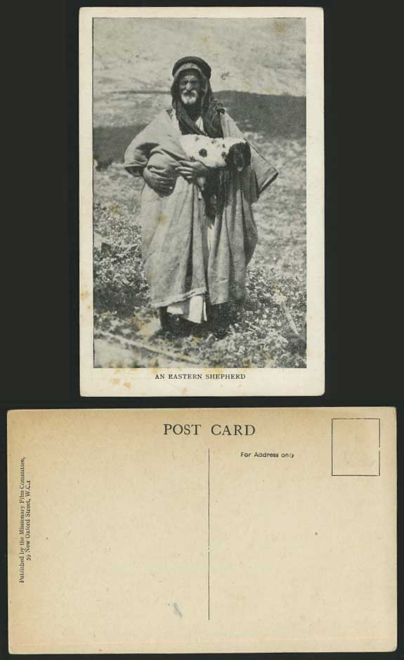 EASTERN SHEPHERD holding SHEEP LAMB Old Postcard Ethnic