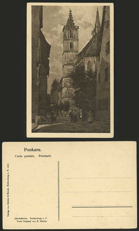 E. Mahler Old Postcard Jakobskirche - ROTHENBURG Church