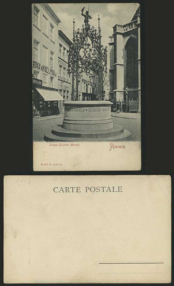 Belgium Anvers - Pompe Quinten Massis Pump Old Postcard