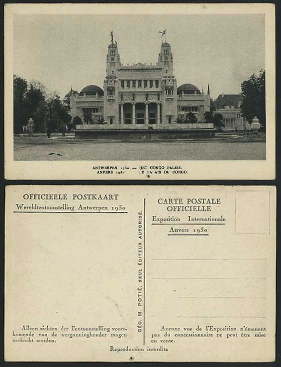 Anvers 1930 International Exhibition CONGO Old Postcard