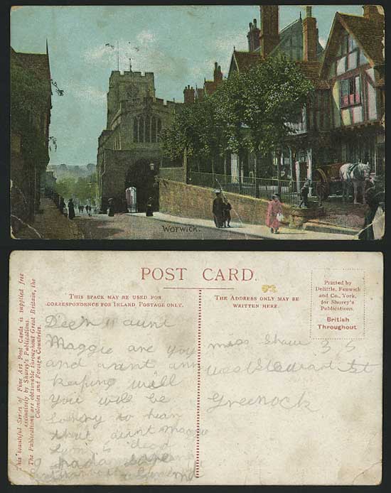 Warwickshire Warwick Old Postcard STREET SCENE & Horse