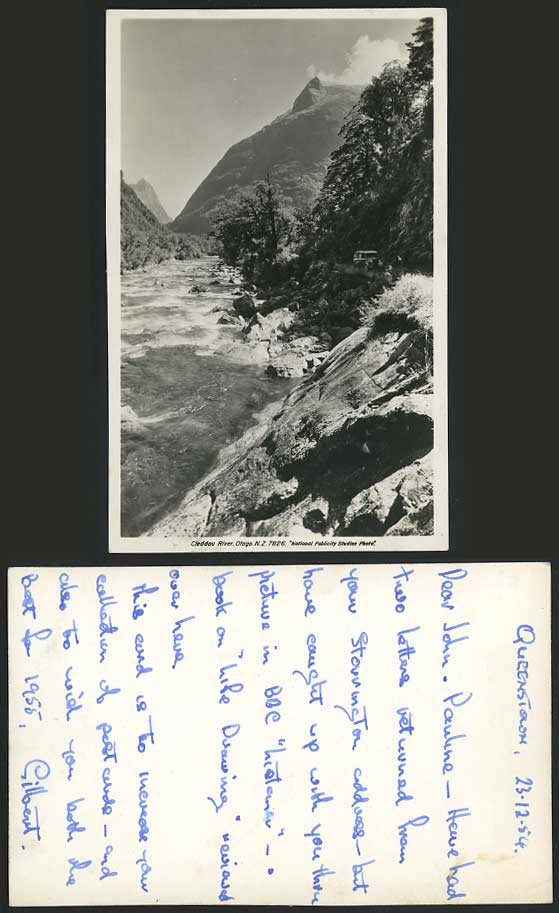 New Zealand 1954 Old R.P. Postcard Cleddau River, Otago