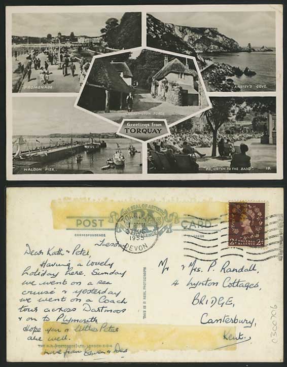 Torquay 1955 Postcard Haldon Pier, Anstey's Cove, Forge