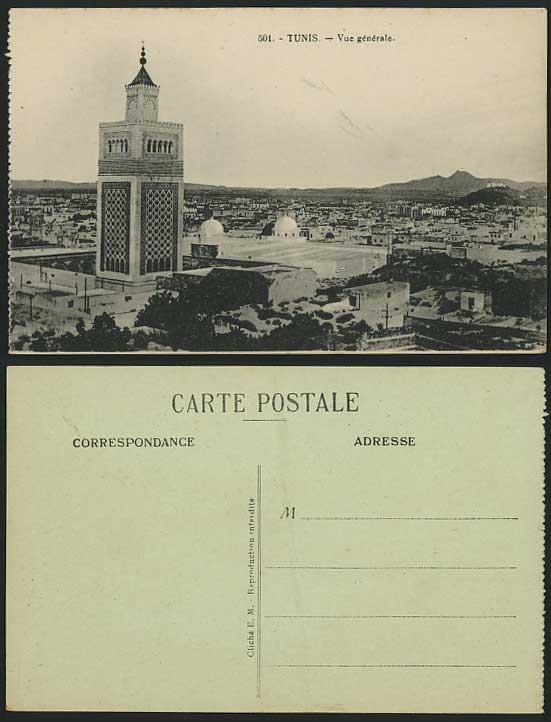 Tunisia Old Postcard TUNIS General View Dar-el-Bey 501