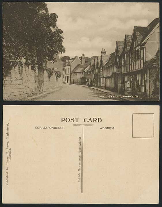 Warwick - MILL STREET SCENE & Tudor Houses Old Postcard