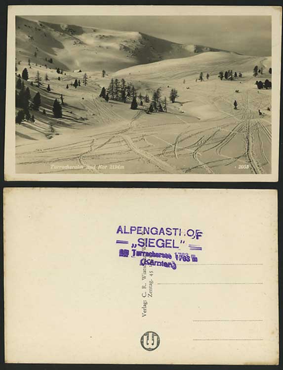 Austria Turracheralm und Kor 2194m Old RP Postcard Snow