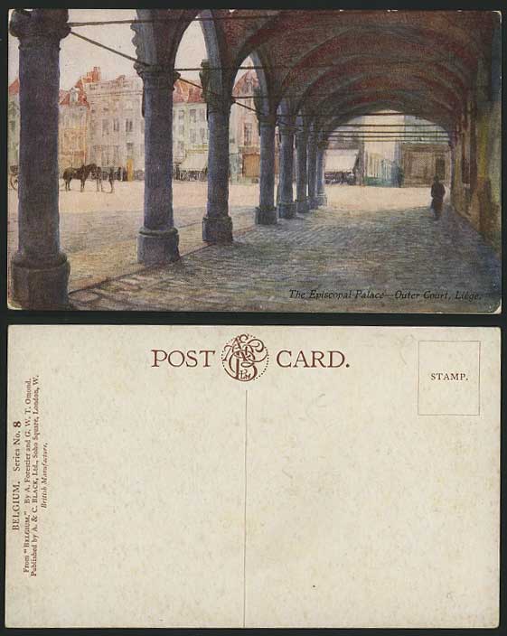 Belgium Old Postcard LIEGE Episcopal Palace Outer Court