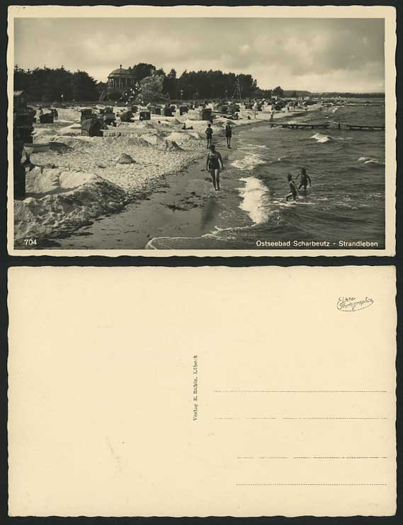 OSTSEEBAD SCHARBEUTZ Strandkorb Strandleben RP Postcard