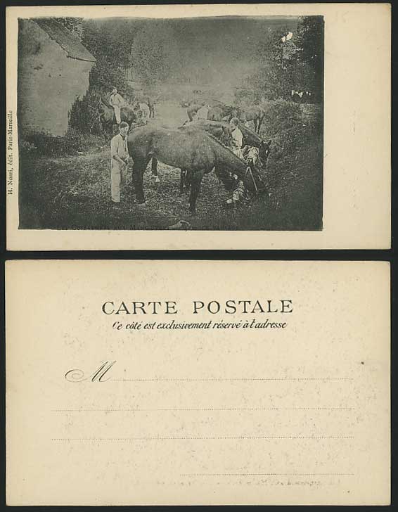 Military French Cavalry Soldiers Horses Old UB Postcard