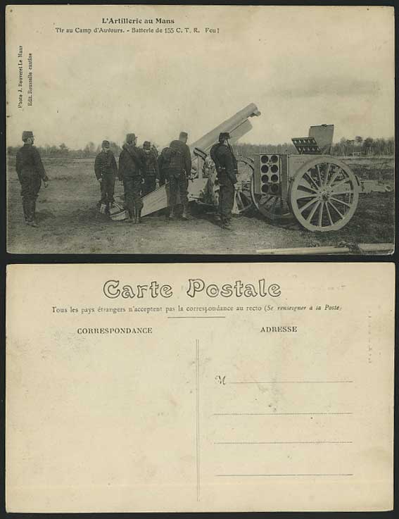 Camp Auvours Battery, Artillery 155 C.T.R. Old Postcard