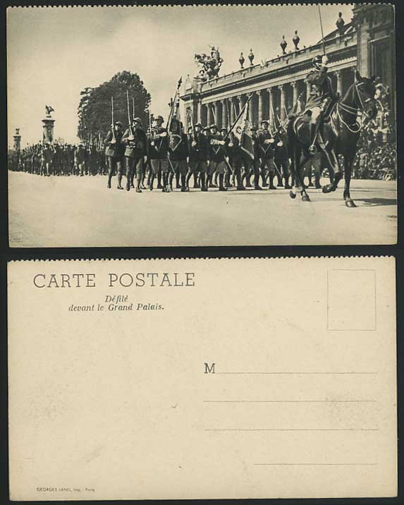 Military Parade Defile devant Grand Palais Old Postcard