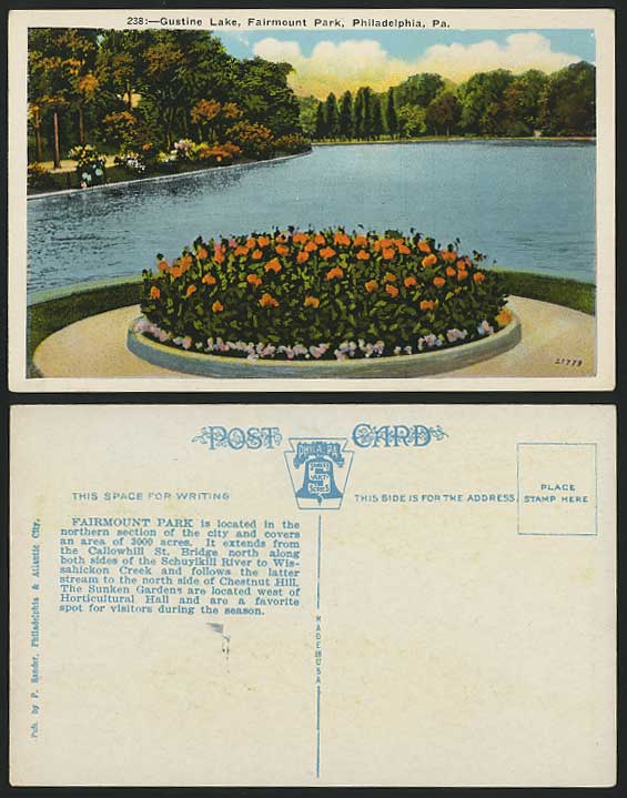 Philadelphia Old Postcard Gustine Lake - Fairmount Park