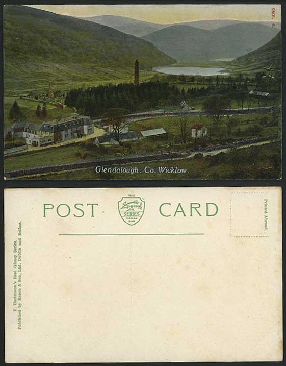 Ireland Co Wicklow Old Postcard GLENDALOUGH Round Tower