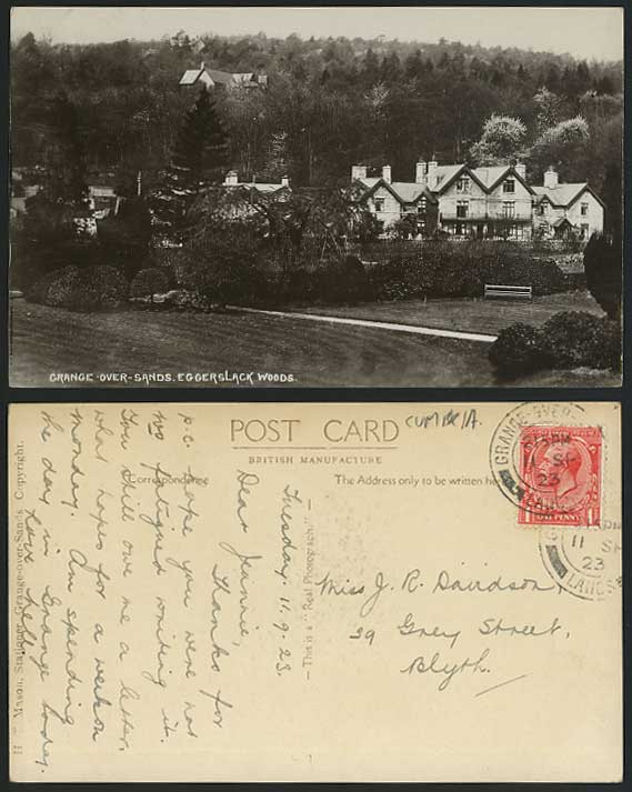 GRANGE-OVER-SANDS EGGERSLACK WOODS 1923 Old RP Postcard