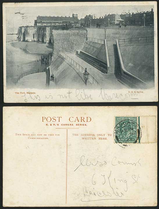 MARGATE 1904 Old Postcard THE FORT Steps Cliffs & Beach