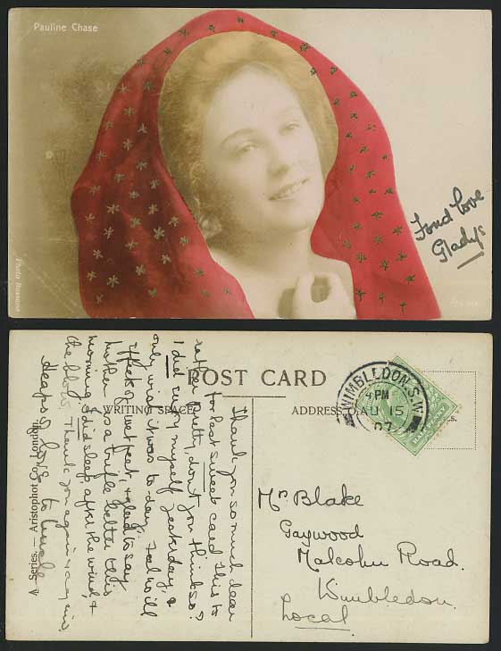 Actress Miss PAULINE CHASE 1907 Old Colour RP Postcard