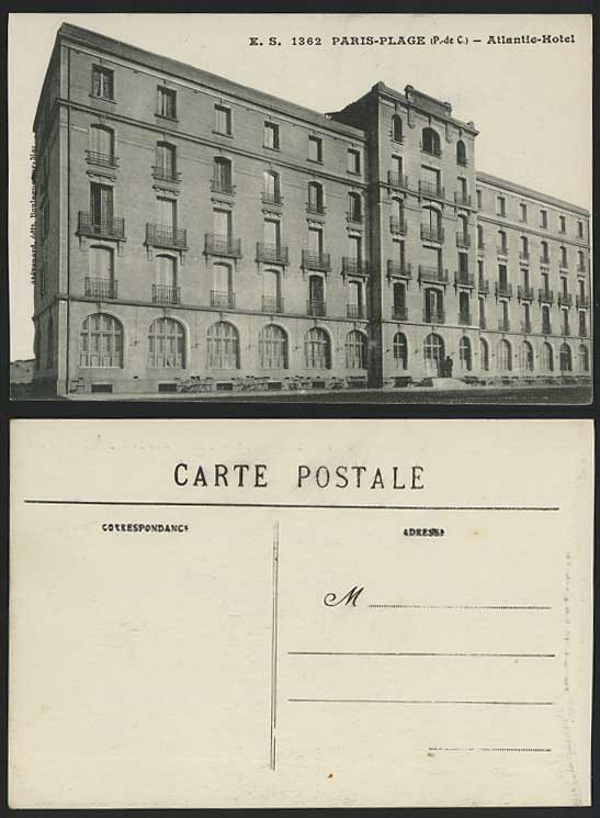 France Paris-Plage P.-de.C. Atlantic Hotel Old Postcard