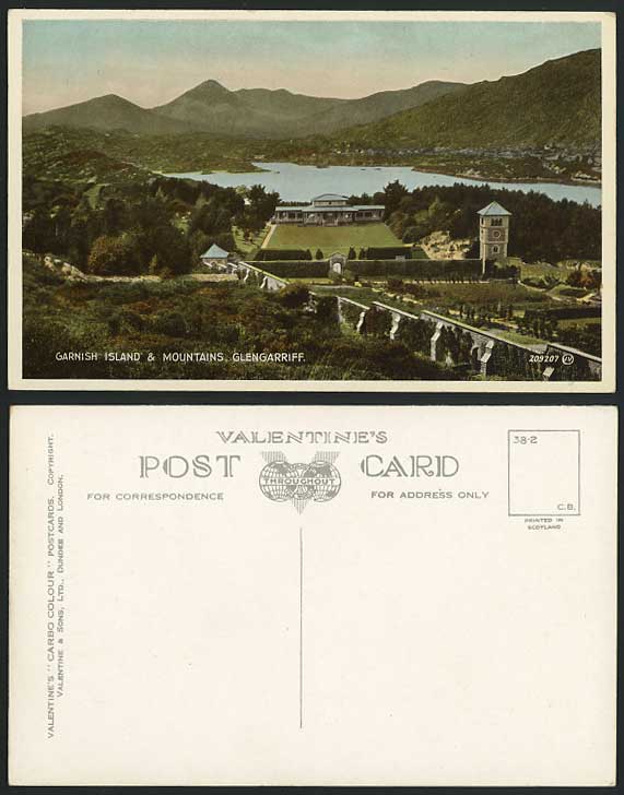 GLENGARRIFF Old Irish Postcard Garnish Island Mountains