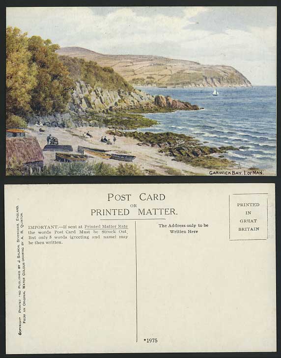 A.R. Quinton GARWICK BAY Beach Isle of Man Old Postcard