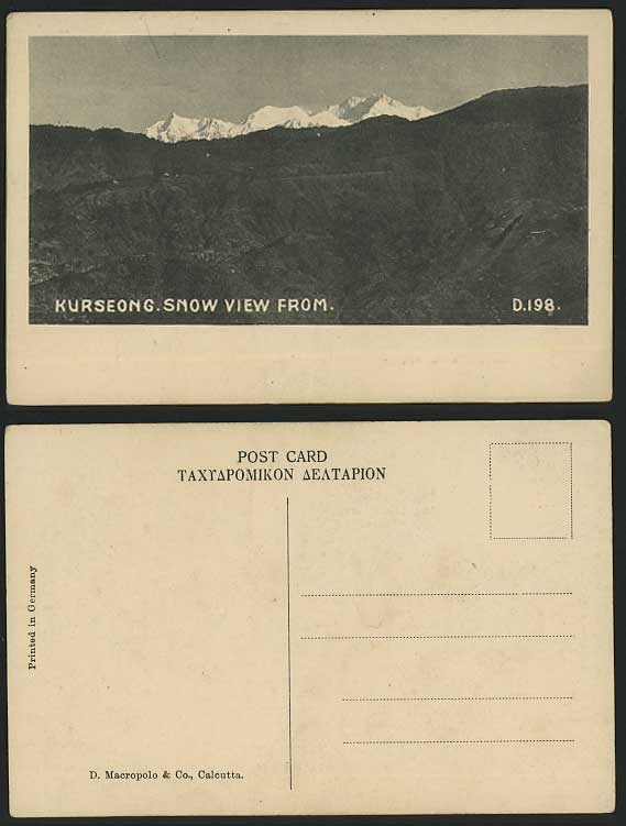 India Old Postcard Darjeeling KURSEONG, Snowy Mountains