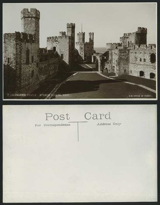 Caernarvon Castle Interior Looking West Old RP Postcard