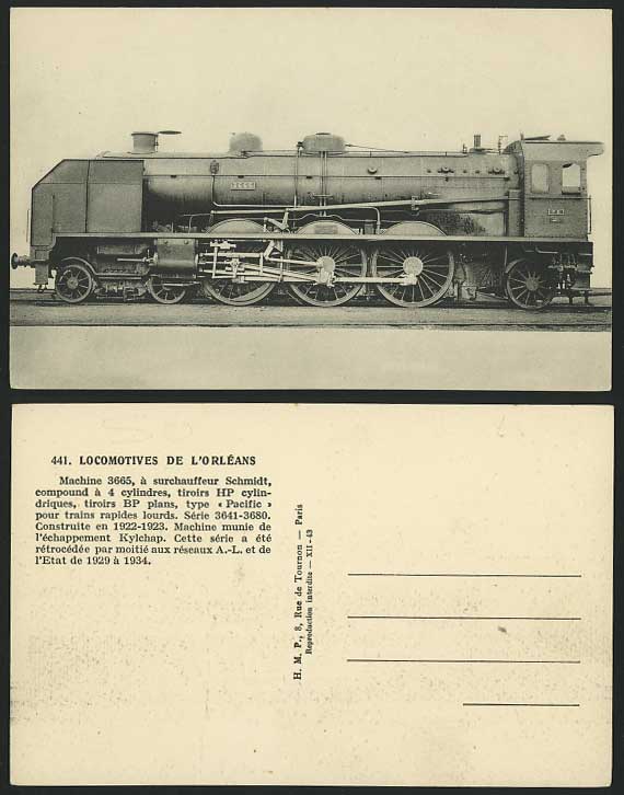 Locomotives du l' Orleans Locomotive Train Old Postcard